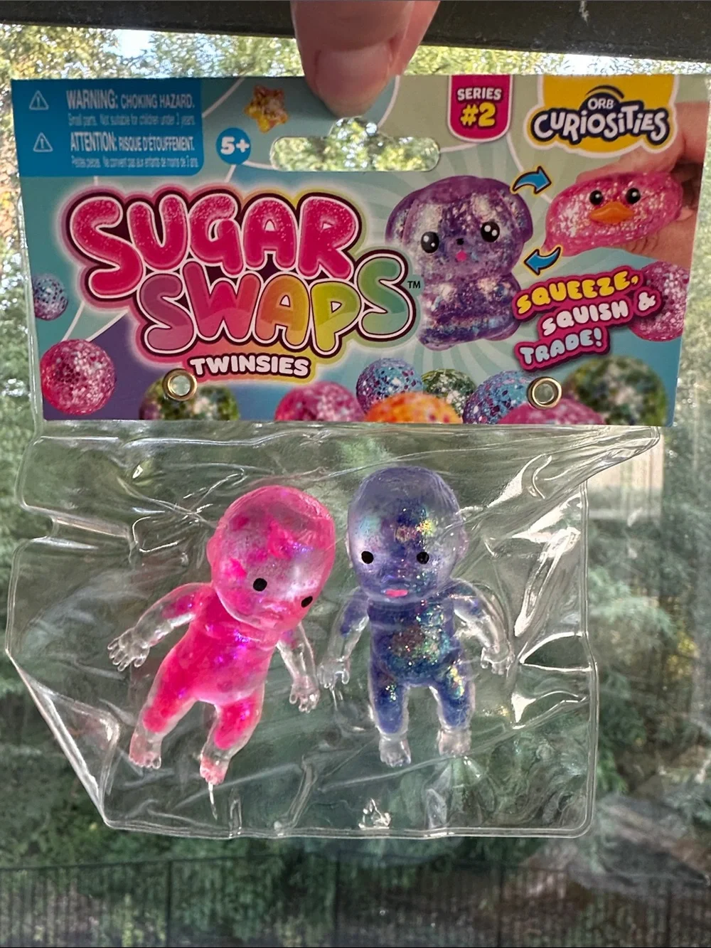 Sugar Swaps TWINSIES - Pink & Purple Glitter Squishy Squeeze Baby Figures, Orb